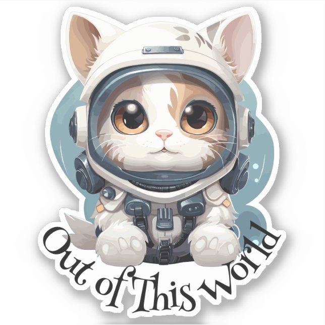 Cat-Aufkleber für Astronauten - "Out Of This World Aufkleber (Vorderseite)