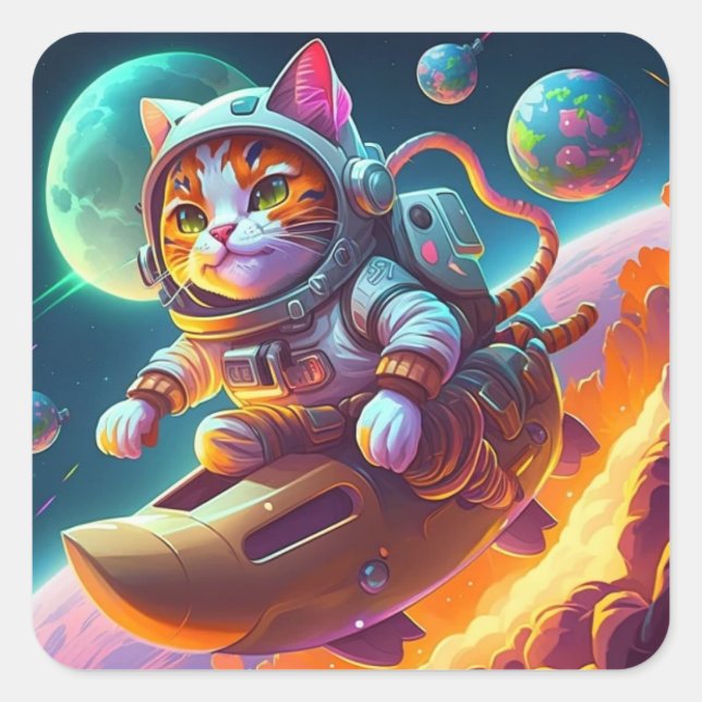 Cat-Aufkleber Quadratischer Aufkleber (Vorderseite)