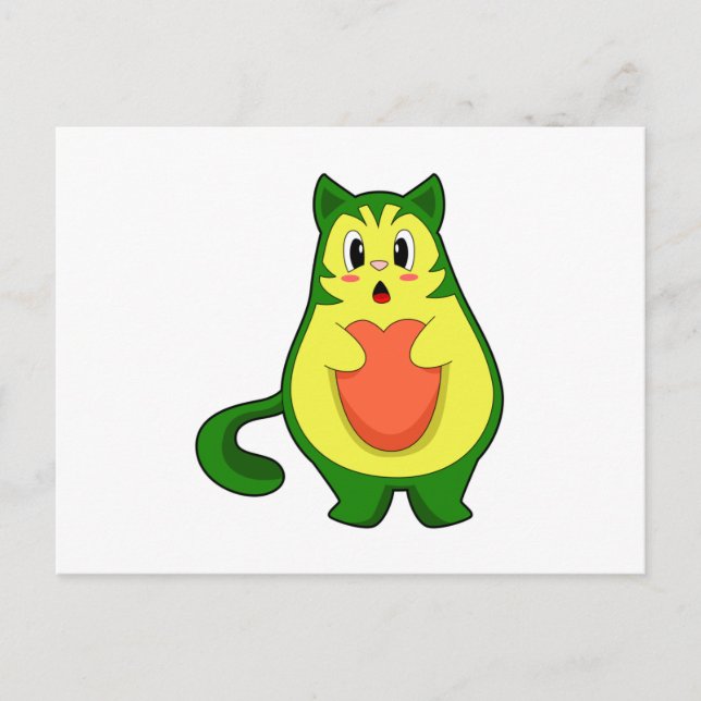 Cat Avocado Postkarte (Vorderseite)