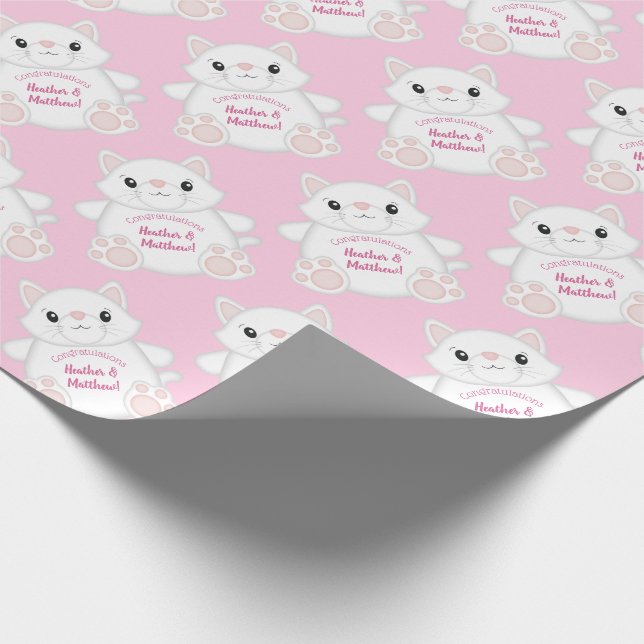 Cat Baby Dusche Kitty Pink Geschenkpapier (Ecke)