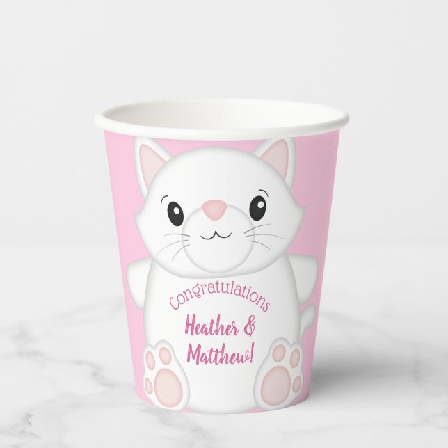 Cat Baby Dusche Kitty Pink Pappbecher (Vorderseite)