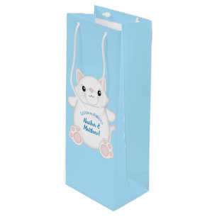 Cat Baby Shower Kitty Blue Geschenktüte Für Weinflaschen