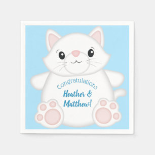 Cat Baby Shower Kitty Blue Serviette
