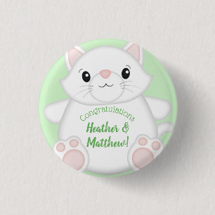 Cat Baby Shower Kitty Button