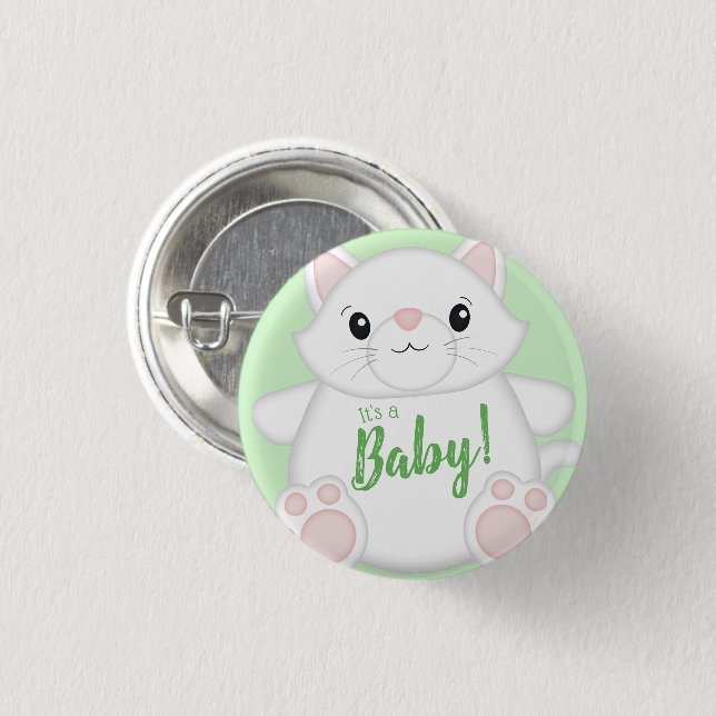 Cat Baby Shower Kitty Button (Vorne & Hinten)