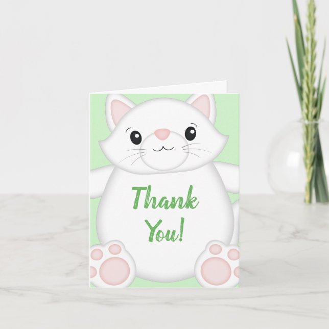 Cat Baby Shower Kitty Green Dankeskarte (Vorderseite)