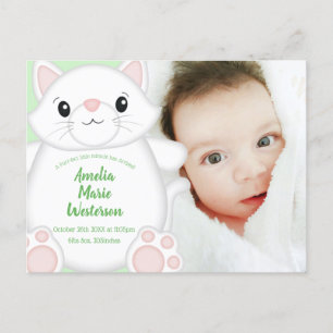 Cat Baby Shower Kitty Green Postkarte