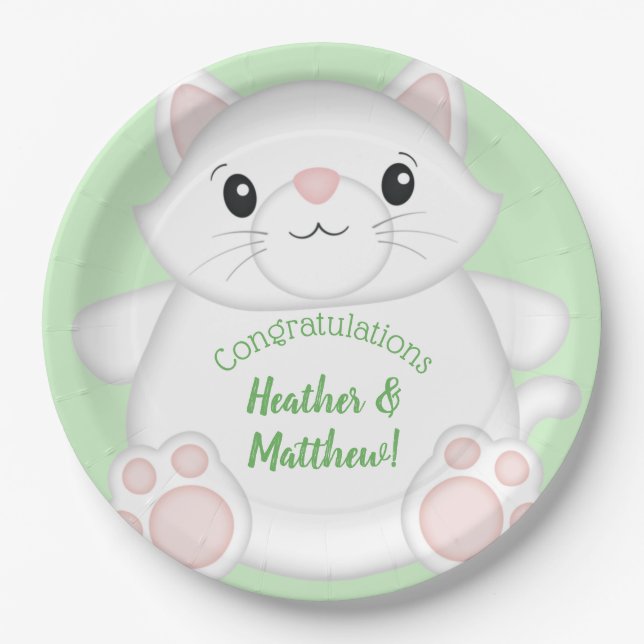 Cat Baby Shower Kitty Pappteller (Vorderseite)