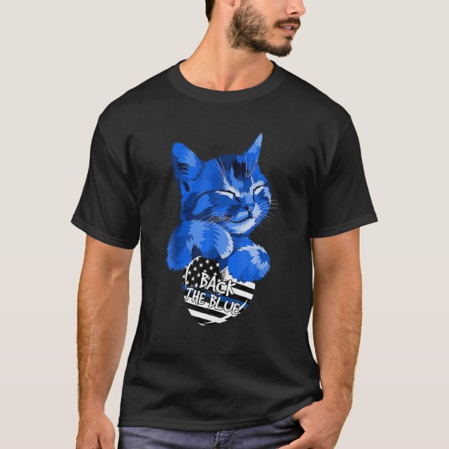 Cat Back The Blue Funny Gift T-Shirt (Vorderseite)