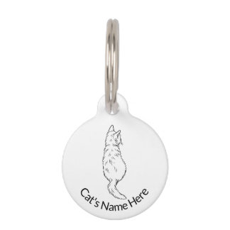 Cat Back View Round Pet Tag Personalized Haustiermarke