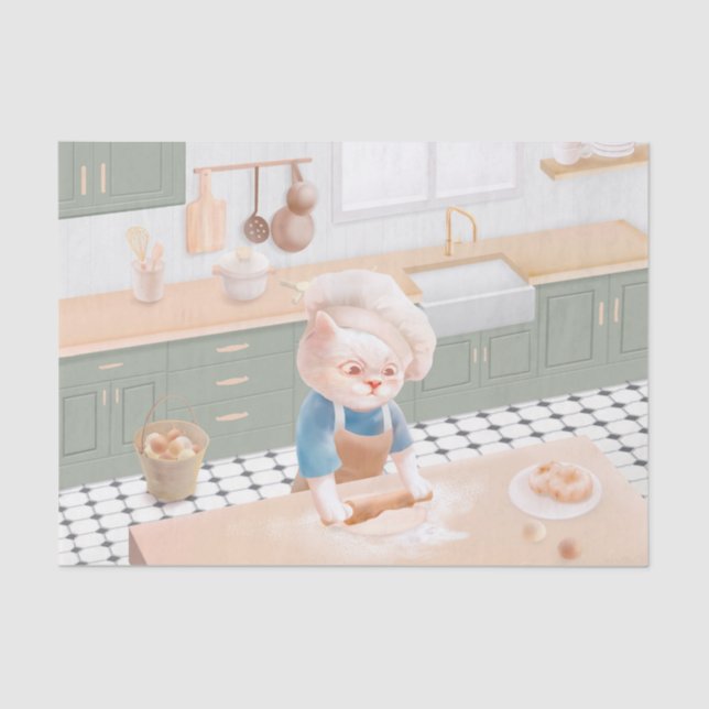 Cat Baker Baby - Cosy Morning Kneading Seidenpapier (Vorderseite)