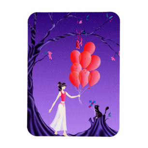 Cat & Ballerina am Mitternachtsbaum Magnet