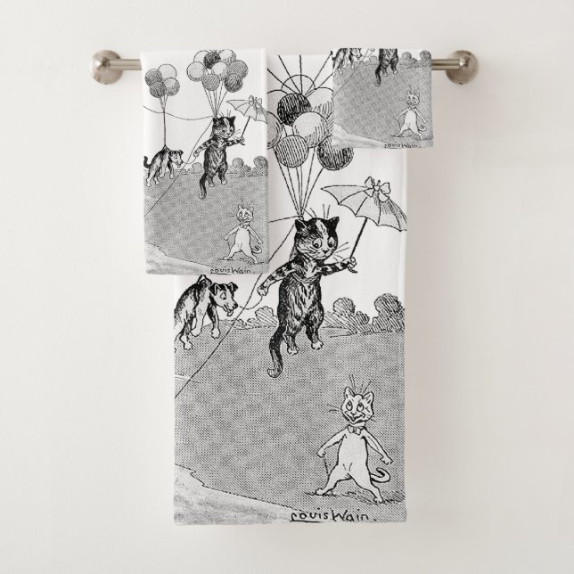 Cat Balloon Trip, Louis Wain Badhandtuch Set (Insitu)