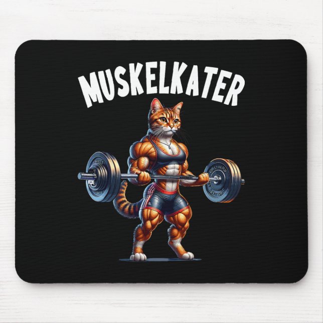 Cat Barbell Design For Bodybuilders Bodybuilding  Mousepad (Vorne)