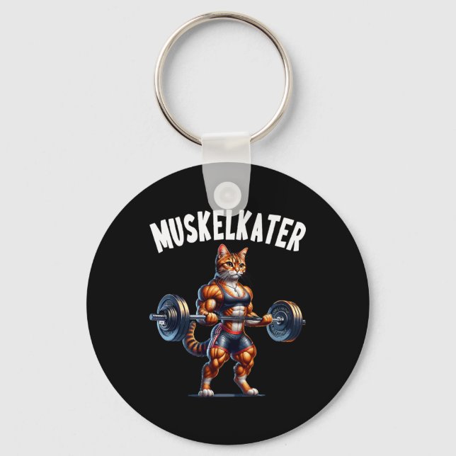 Cat Barbell Design For Bodybuilders Bodybuilding  Schlüsselanhänger (Vorderseite)