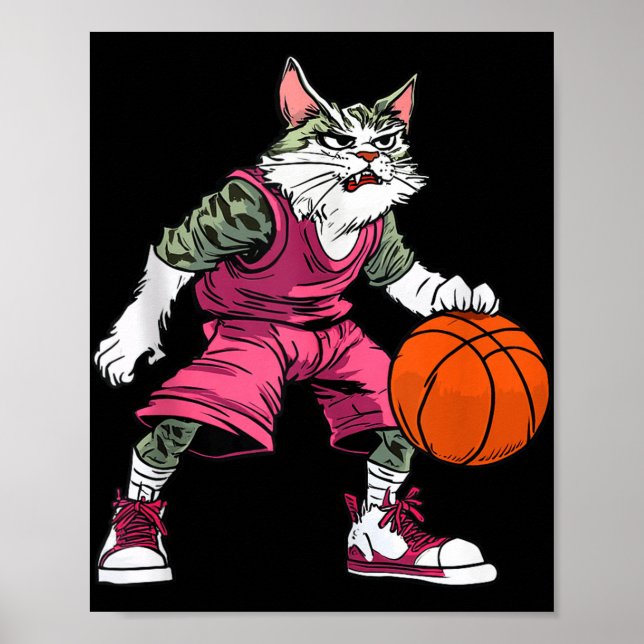 Cat Basketball Player _ Basketball Katzenklatsche  Poster (Vorne)