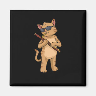 Cat Bassoonist Gift Men Jazz Music Cat Bassoon Magnet
