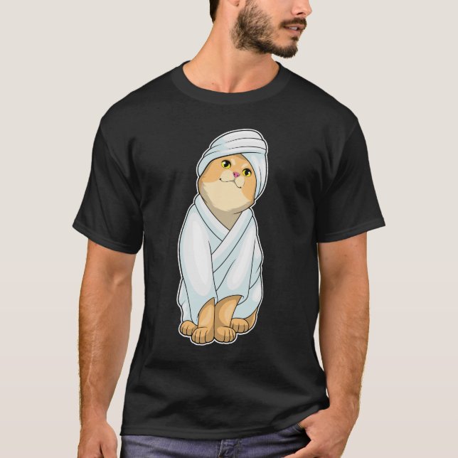 Cat Bathe Bathrobe T-Shirt (Vorderseite)