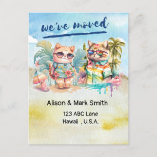 Cat Beach Lovers Moving New House Ankündigung Postkarte