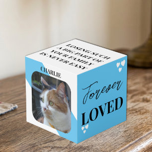 Cat Beileid Keepake Pet Memorial Blue Foto Würfel