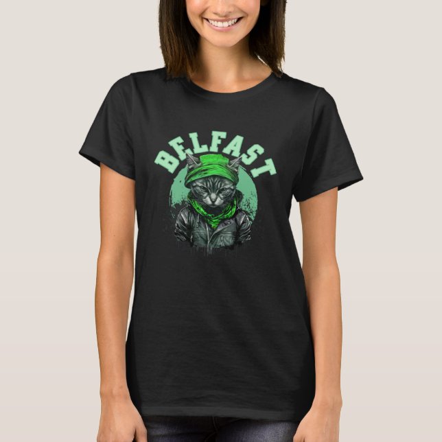 Cat Belfast Irish Saint Patrick s Day Ireland T-Shirt (Vorderseite)