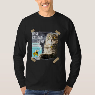 Cat Best Cat Vater Ever Cat Eating Doodle Fisch T-Shirt
