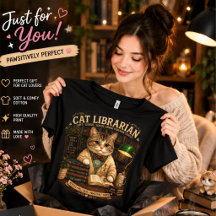 Cat Bibliothekar T-Shirt | Hübsches Katzenhemd für
