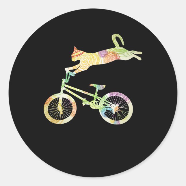 Cat Bike Cycling Bicycle - Ihre Geschenksammlung Runder Aufkleber (Vorderseite)