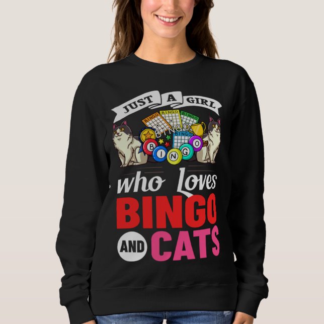 Cat Bingo Game Player Caller Card Board Balls Sweatshirt (Vorderseite)