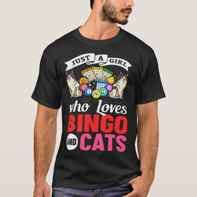 Cat Bingo Game Player Caller Card Board Balls T-Shirt (Vorderseite)