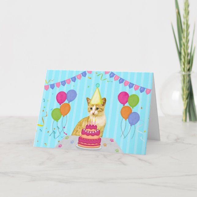 Cat Birthday Holiday Card Karte (Vorderseite)