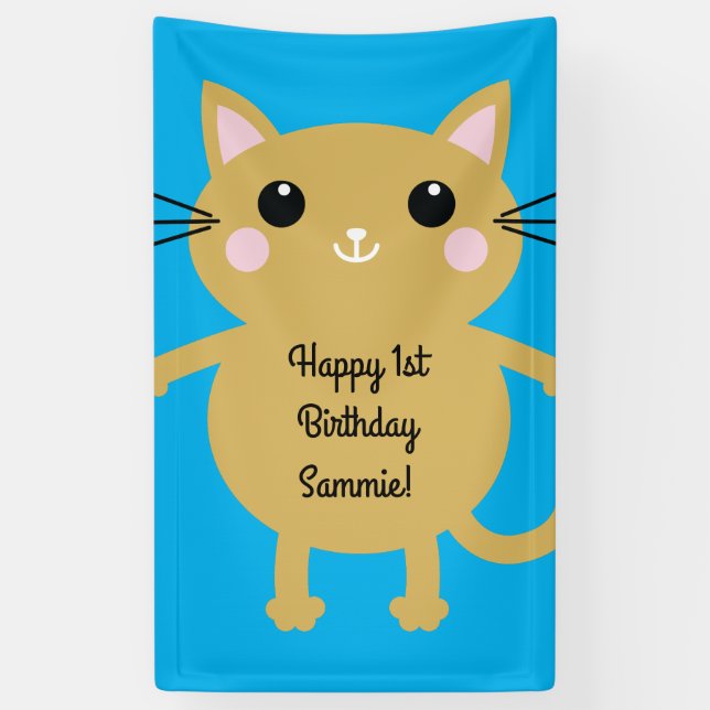 Cat Birthday Party Banner (Vertikal)