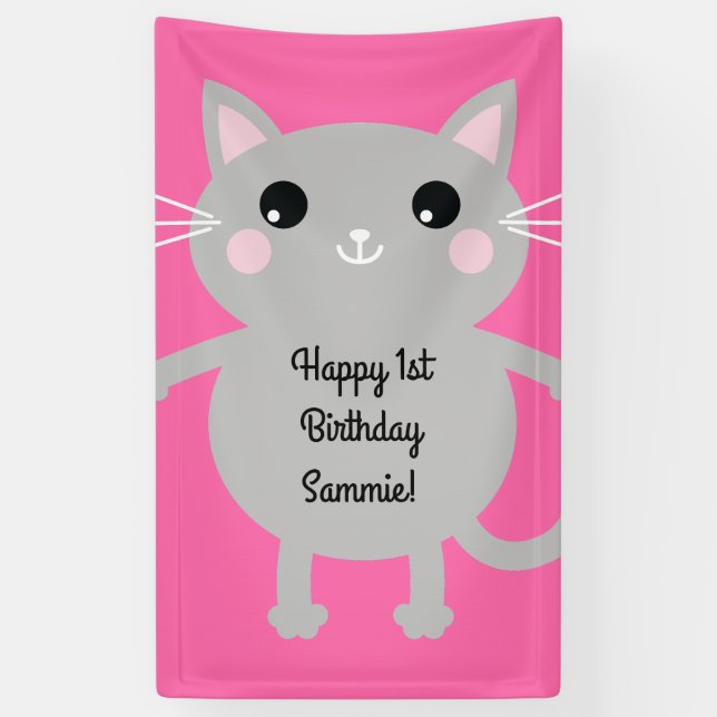 Cat Birthday Party Banner (Vertikal)