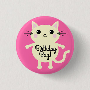Cat Birthday Party Button