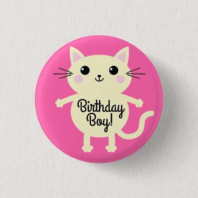 Cat Birthday Party Button (Vorderseite)