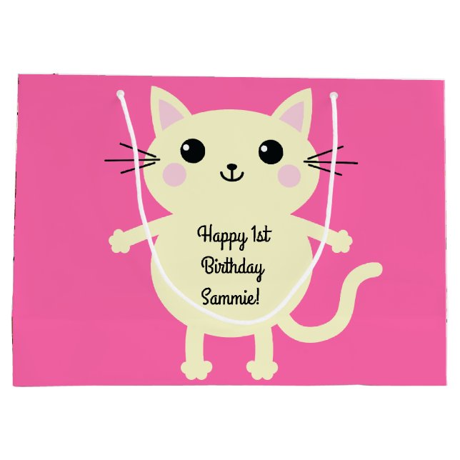 Cat Birthday Party Große Geschenktüte (Rückseite)