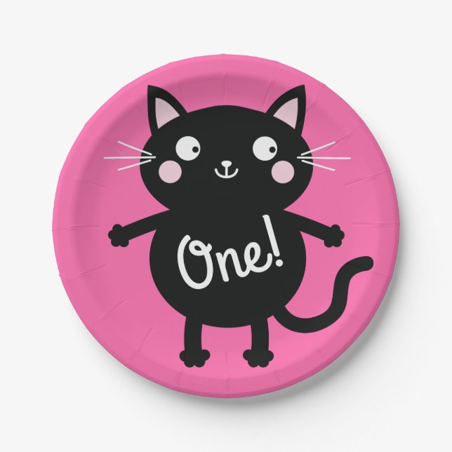 Cat Birthday Party Pappteller (Vorderseite)