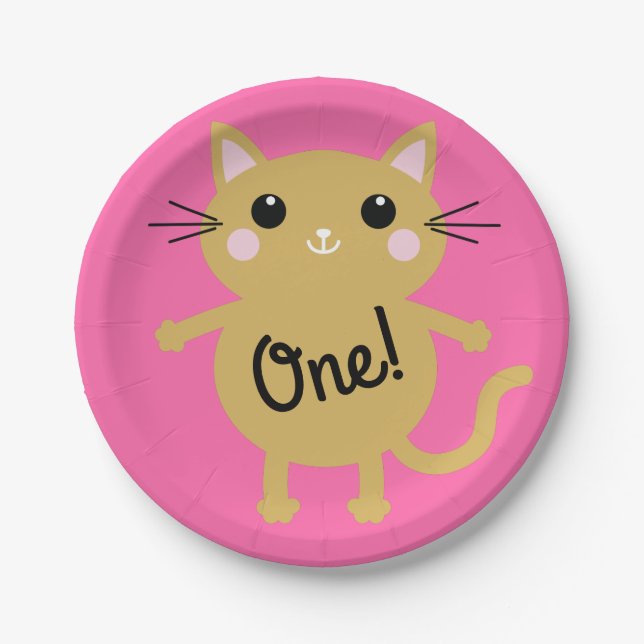 Cat Birthday Party Pappteller (Vorderseite)