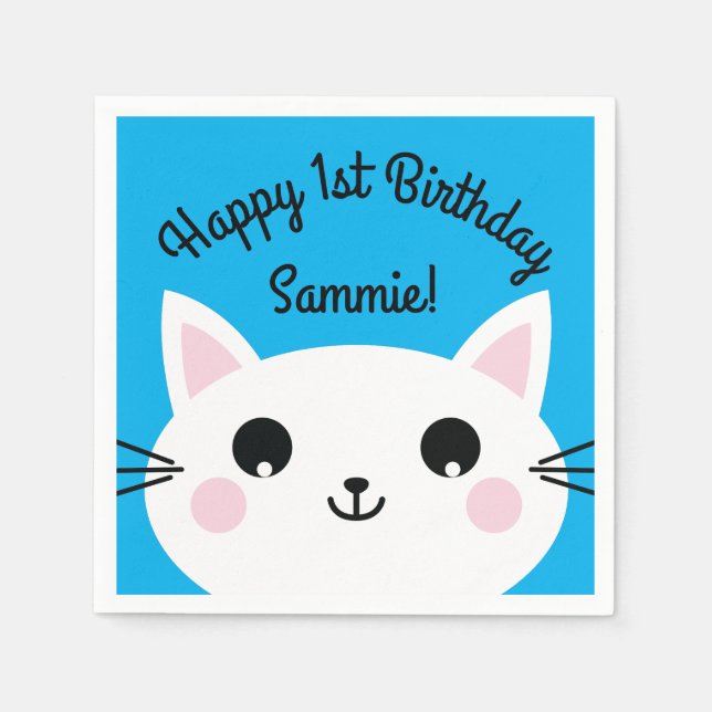 Cat Birthday Party Serviette (Vorderseite)