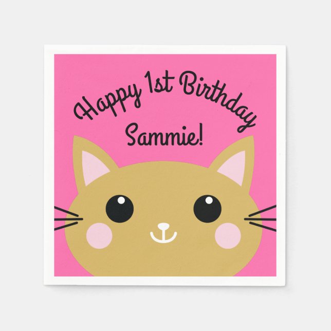 Cat Birthday Party Serviette (Vorderseite)