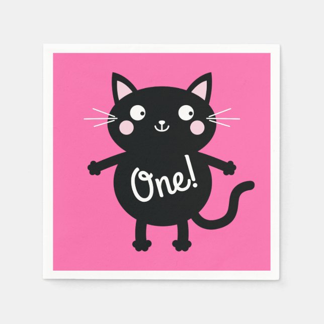 Cat Birthday Party Serviette (Vorderseite)