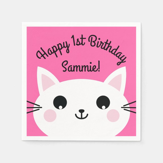 Cat Birthday Party Serviette (Vorderseite)