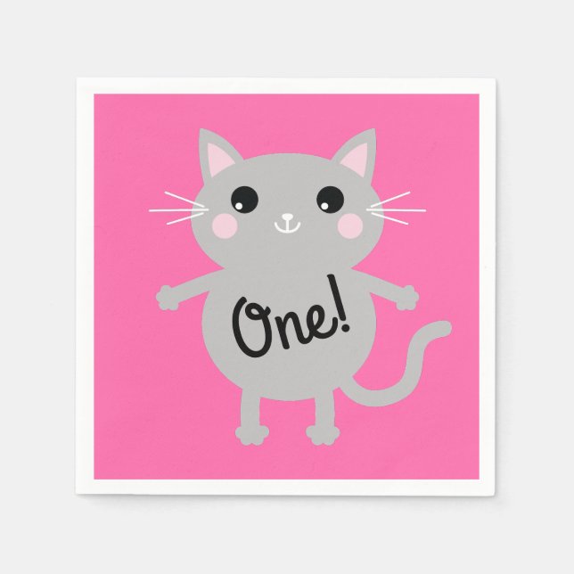 Cat Birthday Party Serviette (Vorderseite)