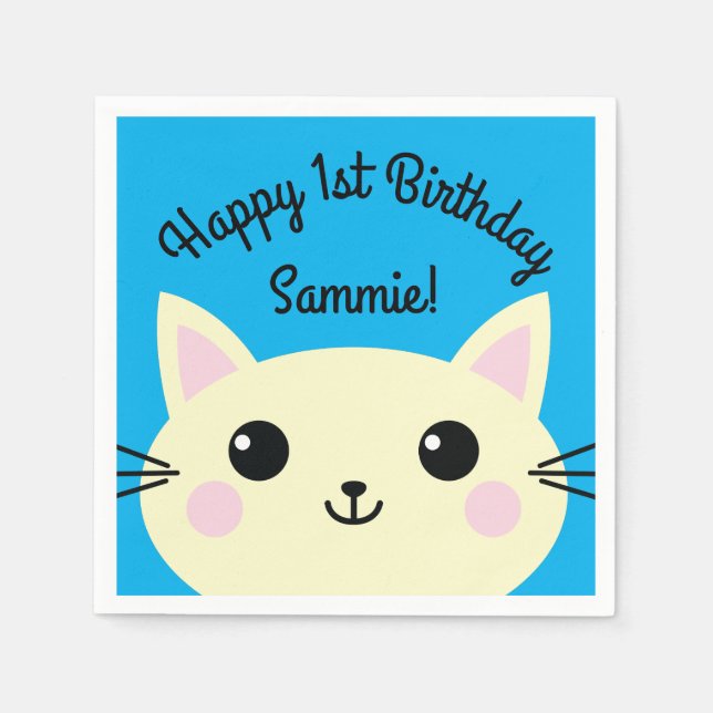 Cat Birthday Party Serviette (Vorderseite)