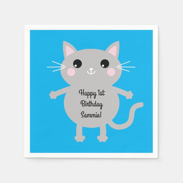 Cat Birthday Party Serviette (Vorderseite)