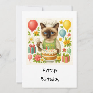 Cat Birthday Party zum Thema Kuchen Einladung
