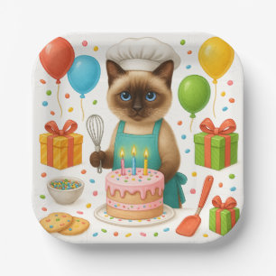 Cat Birthday Party zum Thema Kuchen Pappteller