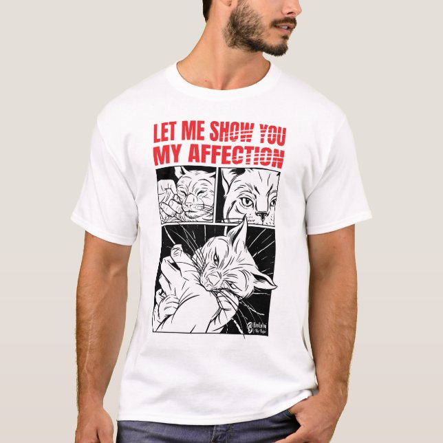 Cat Bite Zuneigung Männer Weißes Shirt (Vorderseite)