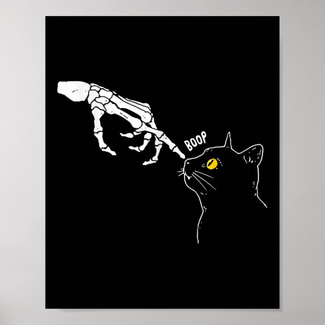 Cat Black Lover Skeleton Hand Boop Funny Halloween Poster (Vorne)