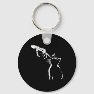 Cat Black Lover Skeleton Hand Boop Funny Halloween Schlüsselanhänger